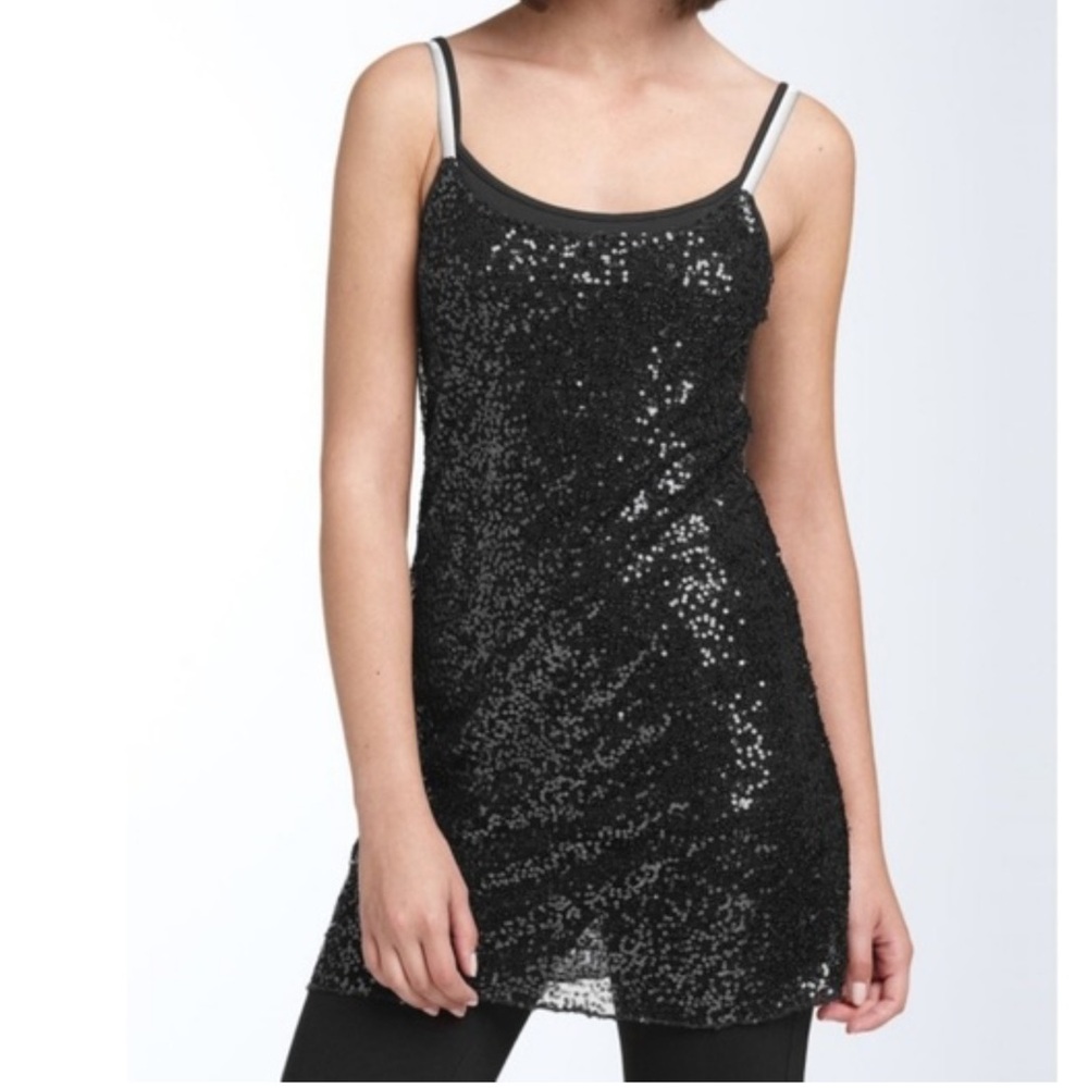 Free People Black Sequin Mini Dress; size M